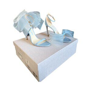 JIMMY CHOO Aveline Bow Sandals EU 39 US 9 Blue Wedding Bridal Heel